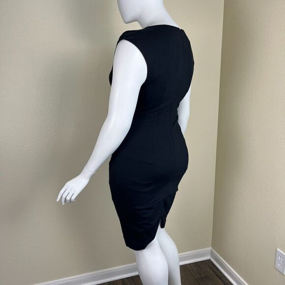 Iris Setlakwe Women's Size 10 Black Ruched Cap Sleeves Bodycon Sheath Dress - Picture 14 of 16